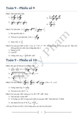 Toán 9  Phiếu số 9